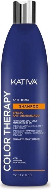 Kativa Color Therapy Anti-Brass Blue Mattifying Shampoo Anti-Orange Effect 355ml Shea, Coconut, and (355 ml, Flüssiges Shampoo)