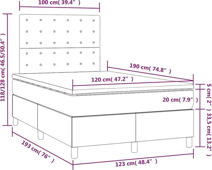 Image du produit vidaXL Boxspringbett (120 x 190 cm)