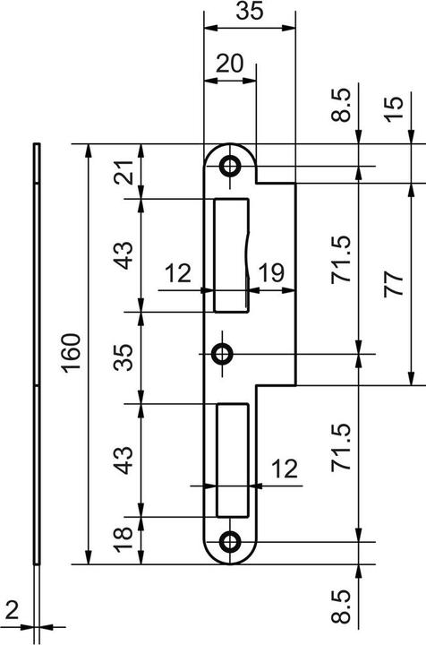 Produktbild Glutz Lappenschliessbleche B-1001.440.20 (Schliessblech)