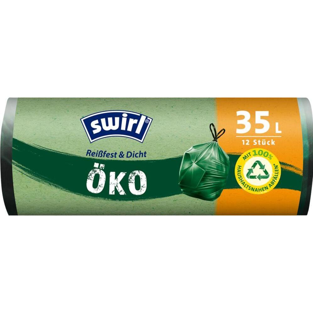 8x Swirl Müllbeutel Öko Zugband 35l 8er, Abfallsack, Grün