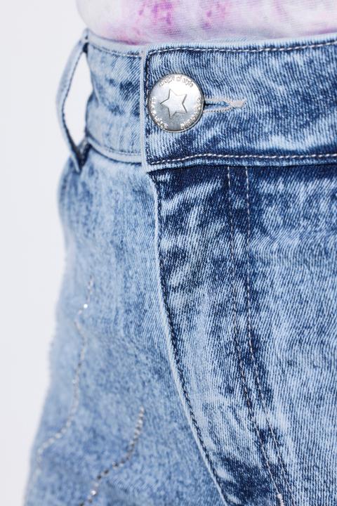 Image du produit Angel of Style Jeans-Shorts, Glitzersteinchen-Stern, 5-Pocket (52)