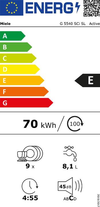 Etichetta energetica Miele G 5540 SCi SL Attivo