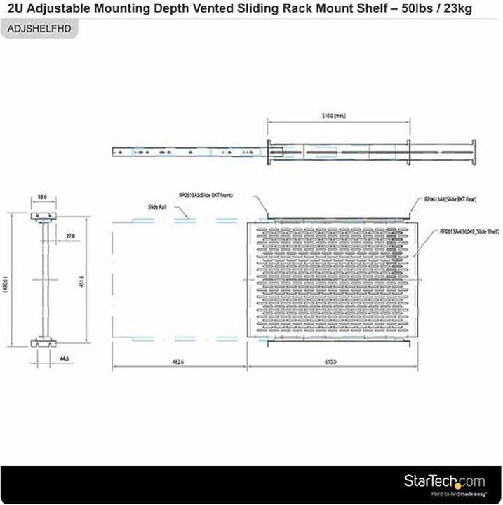 Produktbild StarTech 2u Sliding Rack Mount Shelf