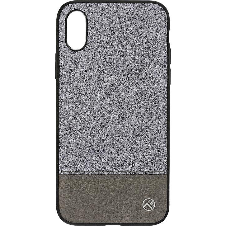 Tellur Cover Synthetic Leather Glitter II for iPhone X/XS sidabrinis (Apple iPhone X), Smartphone Hülle, Silber