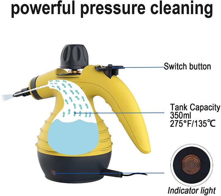 Image du produit Comforday Nettoyeur à vapeur manuel avec 12 accessoires