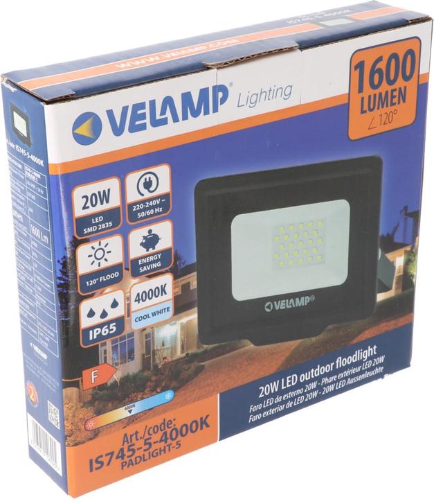 Image du produit Velamp PADLIGHT5, Projecteur à LED SMD, 20W IP65, noir 4000K (1600 lm, IP65)