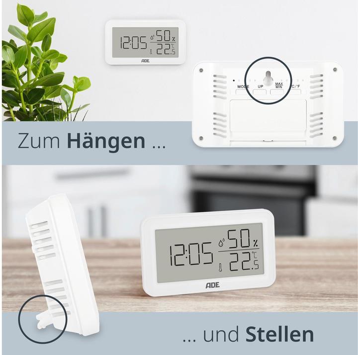 Actual product image ADE Weather station thermo-hygrometer 15 cm, white, functions