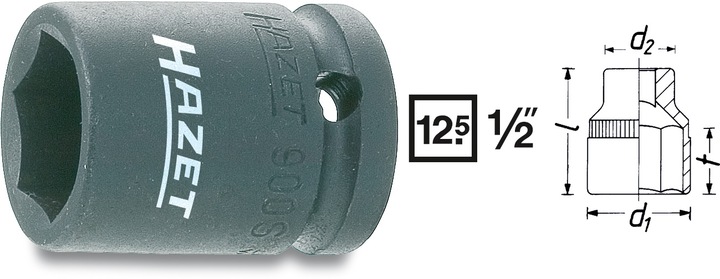 Actual product image HAZET Impact socket ∙ hexagon 900S-14 ∙ Square, hollow 12.5 mm (1/2 inch) ∙ Outside hexagon tractio… (14 mm)