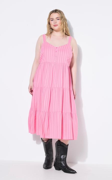 Actual product image Studio Untold Striped Linen Blend Flounce Panel Dress (46, 48)
