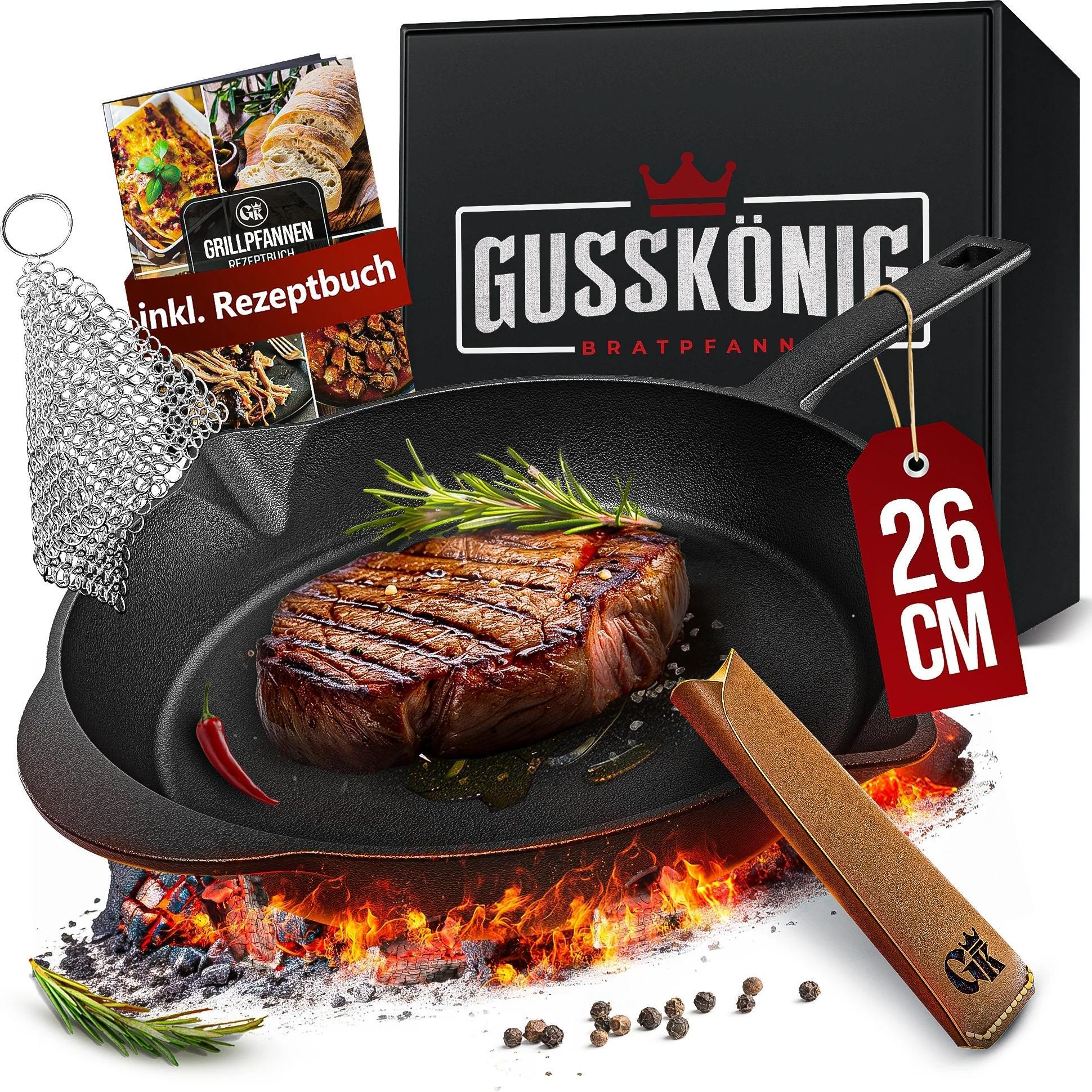 Gusskönig Gusseisen Bratpfanne (26cm), Pfanne + Kochtopf, Schwarz