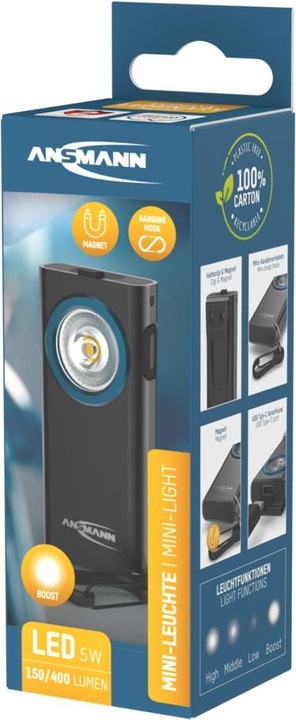 Immagine prodotto Ansmann Mini lampada 5W, USB-C, modalità boost 400lm (6 cm, 400 lm)