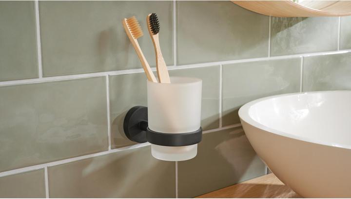 Productafbeelding tesa 40566-00000-00 MOON ZWART Tandenborsteltuimelaar Kleefstof Zwart (mat), satijnglas (9 x 13,5 x 18 cm)