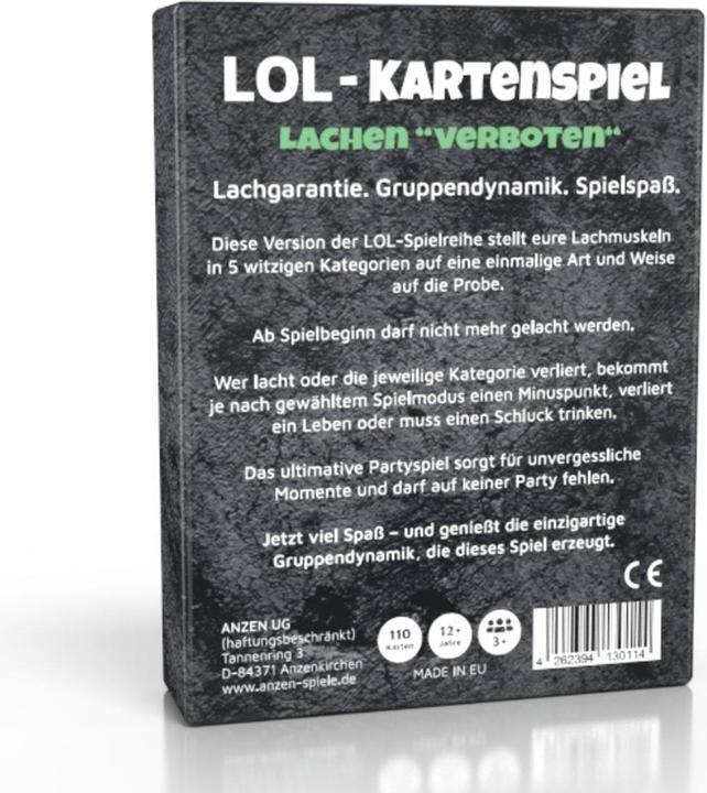 Immagine prodotto Anzen Spiele ANZEN - LOL Il gioco di carte - Risate vietate (Tedesco, 3 - 12 Giocatori)