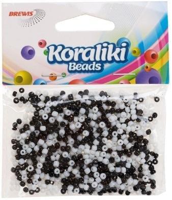 Brewis Acrylperlen zum Auffädeln, weiss und schwarz, 35 mm