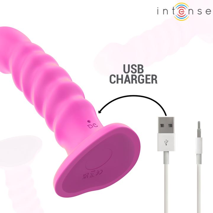 Actual product image Intense Cindy Vibrator Size L Spiral Design 10 Vibrations Pink Remote Control