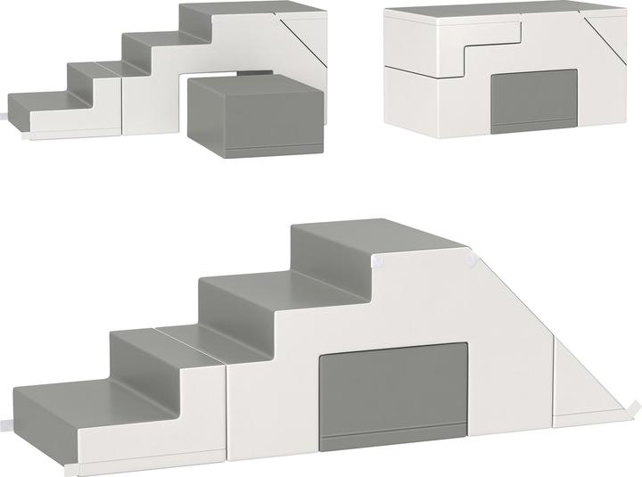 Homcom Kinder-Softplay-Set Kunstleder, Schaumstoff Grau