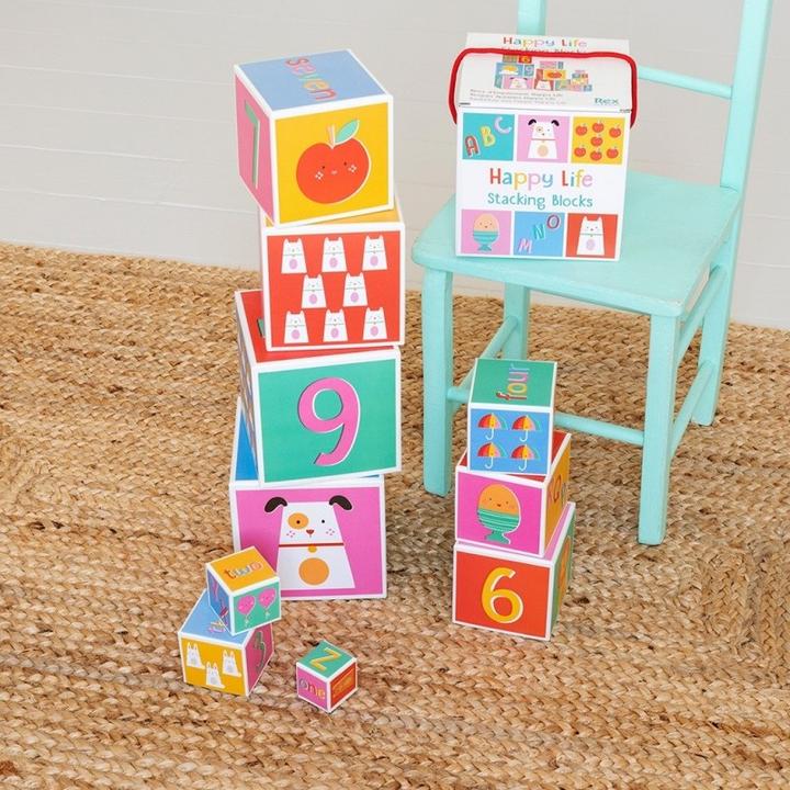 Actual product image Rex London 10 stacking blocks, Happy Life