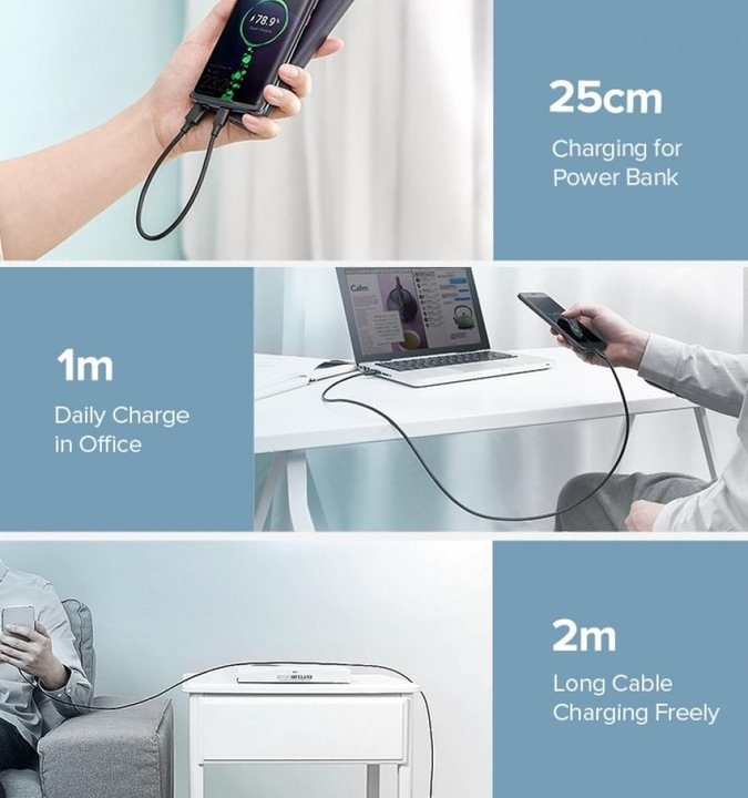 Actual product image Ugreen USB-C to USB-A 2.0 Cable (0.50 m, USB 3.2 Gen 1)
