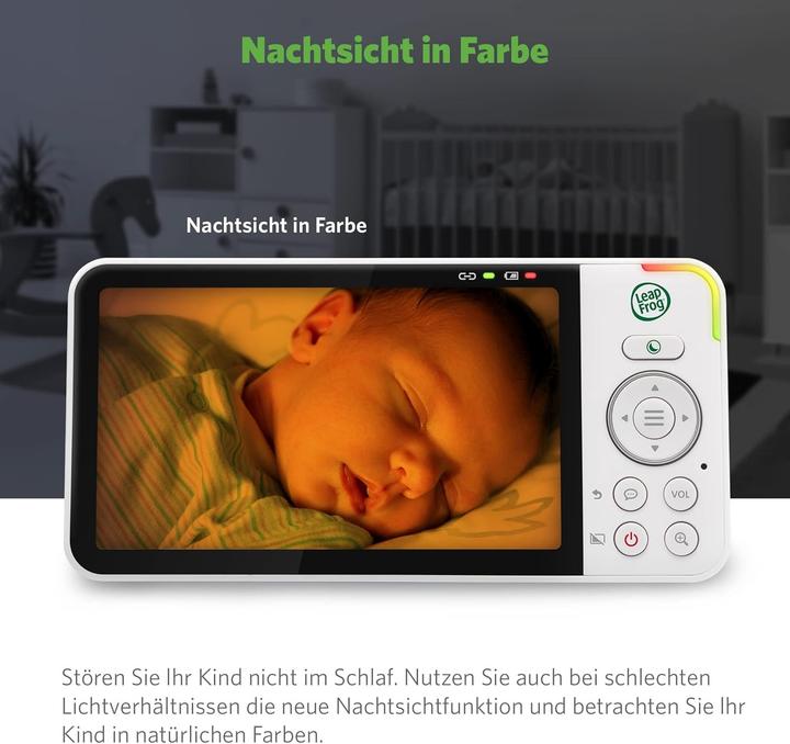 Produktbild Leapfrog Babyfon mit Kamera, 720p HD-Display, App, WLAN, Temperatur- und Feuchtigkeitssensor (Babyphone mit Kamera, 300 m)