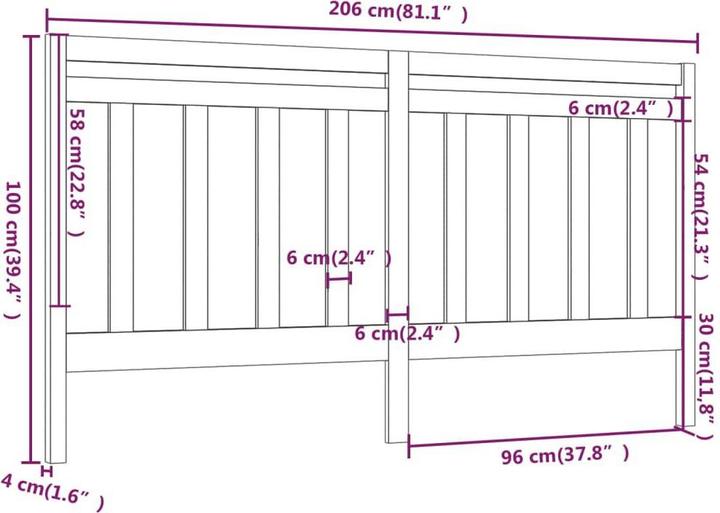 Image du produit vidaXL Bettkopfteil (206 x 4 x 100 cm)