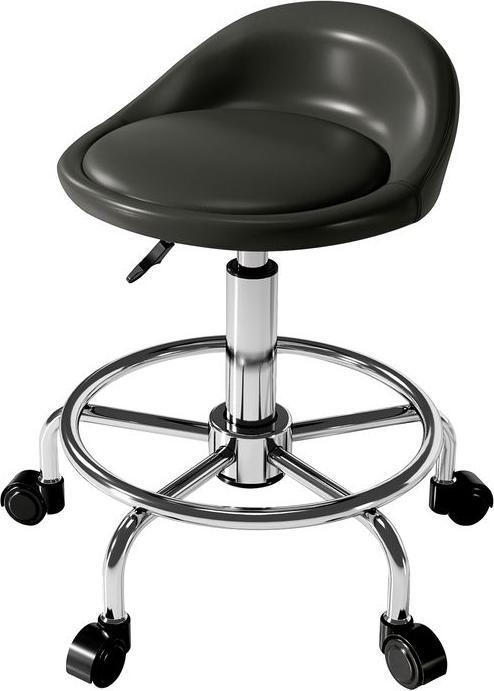 Actual product image Swisshandel24 Rollhocker höhenverstellbar mit Rückenlehne Drehhocker 59-75 cm Arbeitshocker