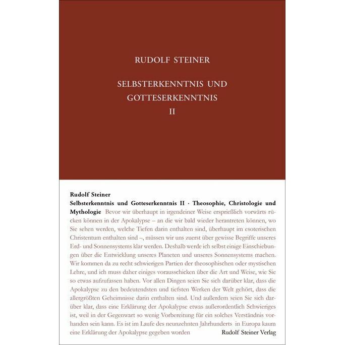 Selbsterkenntnis und Gotteserkenntnis II, Sachbücher von Hans-Christian Zehnter, Rudolf Steiner
