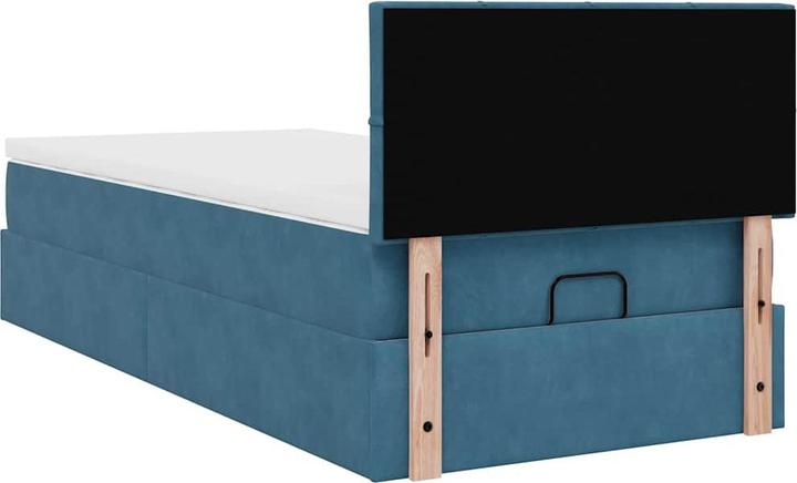 Actual product image vidaXL Ottoman bed with mattress dark blue 120x200 cm velvet (120 x 200 cm)