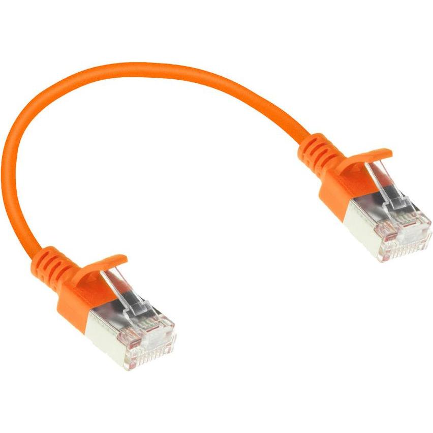 Thumbnail - ACT Orange 0.5 meter LSZH U/FTP CAT6A datacenter slimline patch cable snagless with RJ45 connectors (U/FTP, CAT6a, 0.50 ...
