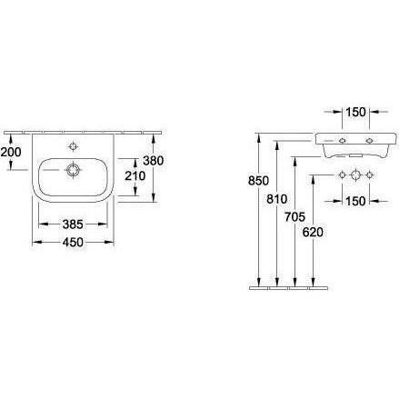 Thumbnail - Villeroy & Boch, Waschbecken, V&B Handwaschbecken ARCHITECTURA 450x380mm ohne ÜL we (380 mm, 450 mm)