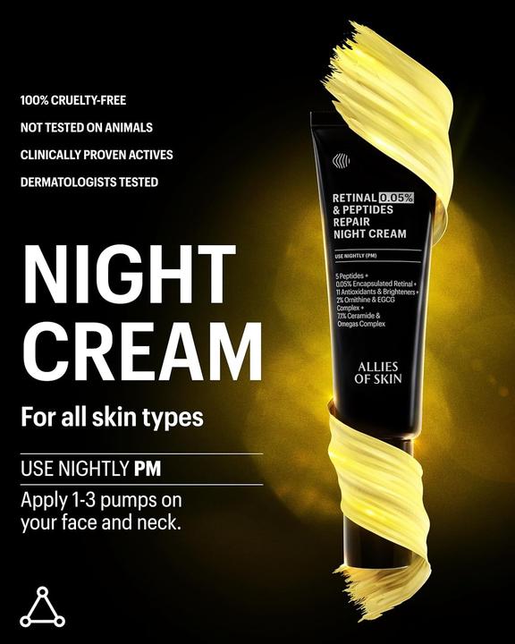 Produktbild Allies Of Skin Retinal 0,05% Peptide Repair Nachtcreme mit eingekapseltem Retinol (48 ml, Nachtcreme)