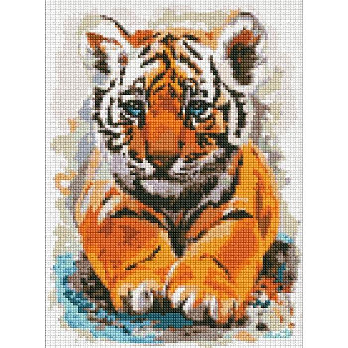 Ideyka Diamond Painting - Tigerjunges mit Rahmen 30 x 40 cm