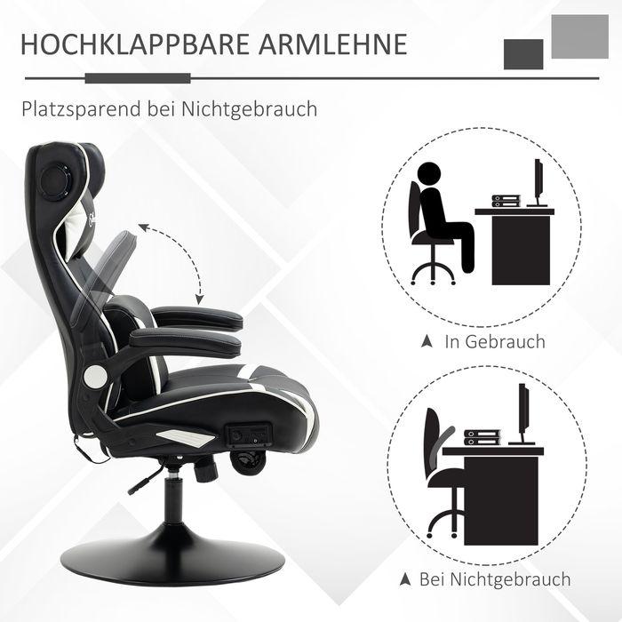 Immagine prodotto Swisshandel24 Sedia da gioco con funzione dondolo Sedia da ufficio, ergonomica con altoparlante Supporto lombare