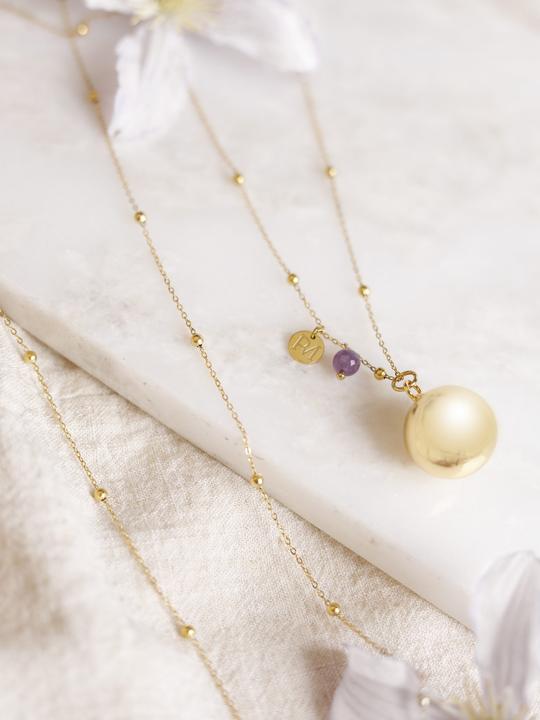 Actual product image Proud MaMa Bola ball / Olivia pregnancy necklace, amethyst (Silver)