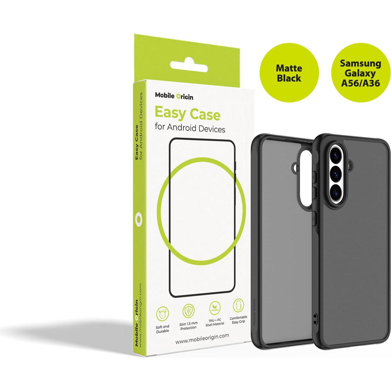Mobile Origin Easy Case, matte black - Samsung Galaxy A56/A36 (Samsung Galaxy A36, Samsung Galaxy A56), Cover smartphone, Nero