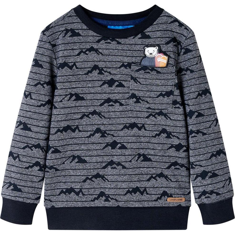 VidaXL, Unisex, Pullover, Kinder-Sweatshirt Marineblau Melange 104,Material: 50, Blau, (104)