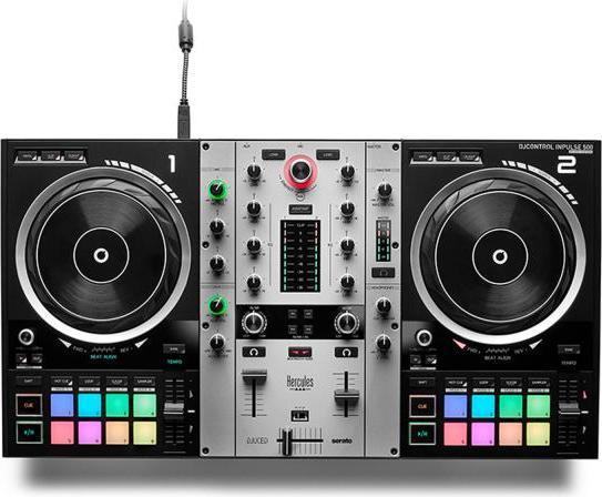 Produktbild Hercules DJ Controller Inpulse 500 Silver Edition mit DJ45 Kopfhörer und Tuch