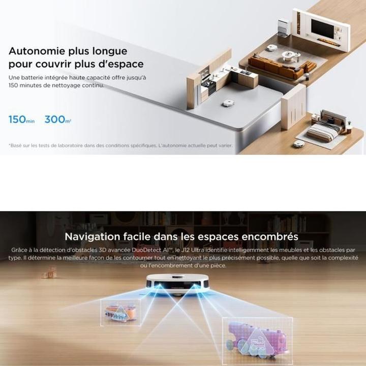 Produktbild Eureka J12 white - Robotstofzuiger - 3D-objectherkenning - 5.200 mAh batterij - (2000 Pa, Wischtuch)