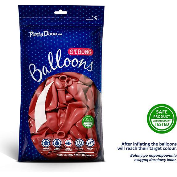 Thumbnail - Partydeco Strong Balloons 27cm, Metallic Poppy Red (1 pkt / 50 pc.)