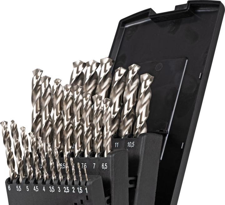 Produktbild Stier Spiralbohrer-Set Premium DIN 338 HSS-Co8 1-13mm 25-teilig in Kassette (1.0 mm, 1.5 mm, 10.0 mm, 10.5 mm, 11 mm, 11.5 mm, 12 mm, 12.5 mm, 13 mm, 2.0 mm, 2.5 mm, 3.0 mm, 3.5 mm, 4.00 mm, 4.5 mm, 5.0 mm, 5.5 mm, 6.0 mm, 6.5 mm, 7.0 mm, 7.5 mm, 8.5 mm, 9.00 mm, 9.5 mm, Ø 8.0 mm)