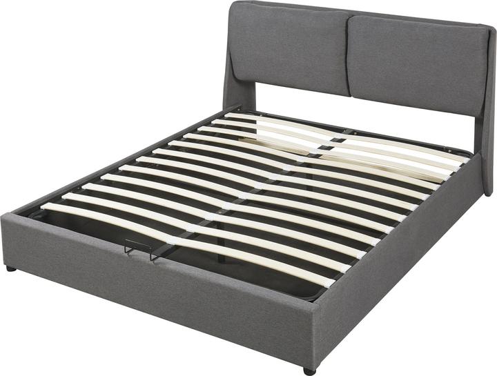 Produktbild En.Casa Polsterbett Lunner mit Matratze 140x200 cm Dunkelgrau (140 x 200 cm)