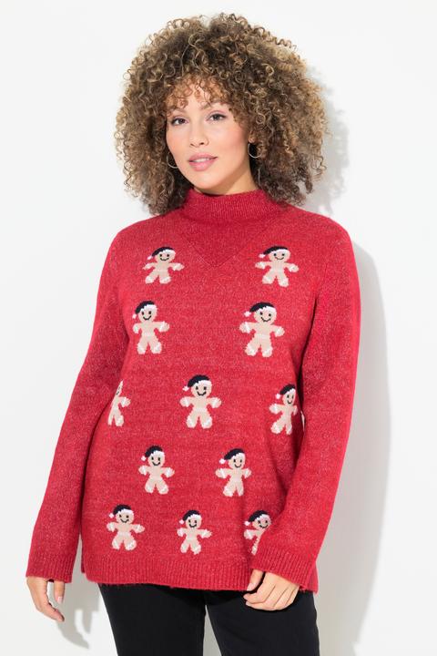 Immagine prodotto Ulla Popken Maglione con omino di pan di zenzero, collo alto e maniche lunghe (54)