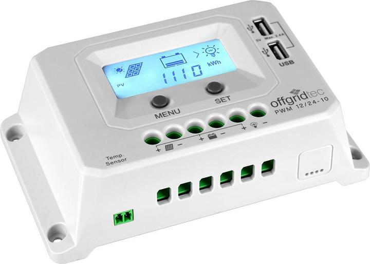 Actual product image Offgridtec PWM Pro Charge Controller 12V/24V 10A USB port