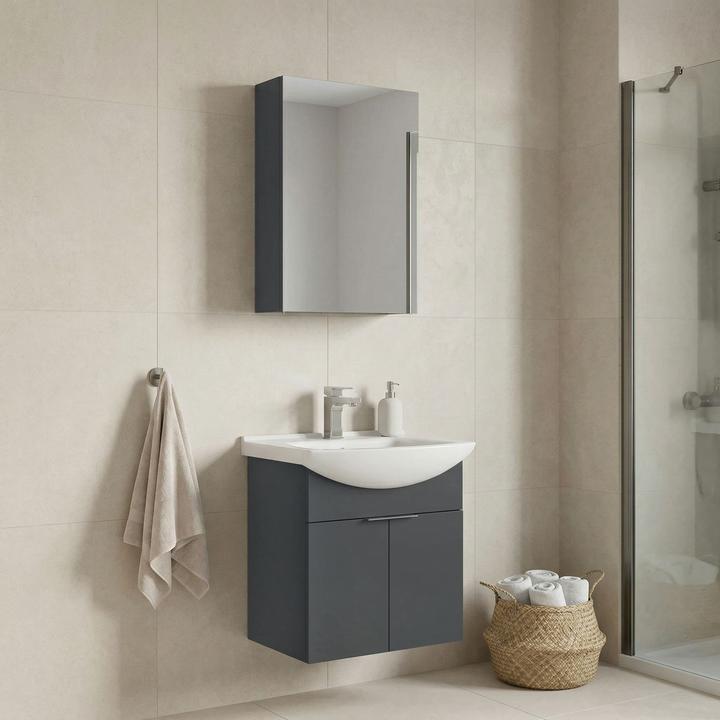 Produktbild Homitis Purus 55 Bathroom Cabinet With Sink & Mirror Set (2 Pieces)
