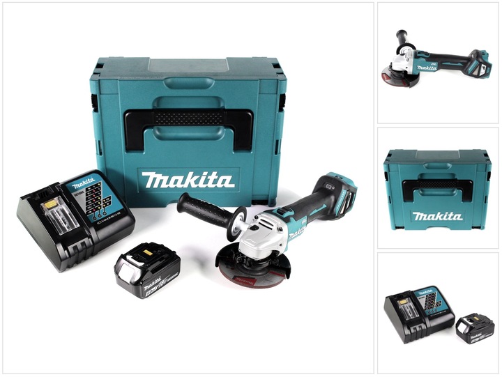 Actual product image Makita DGA 511 RT1J Battery angle grinder 18V 125mm Brushless + 1x battery 5.0Ah + charger + Makpac (125 mm)
