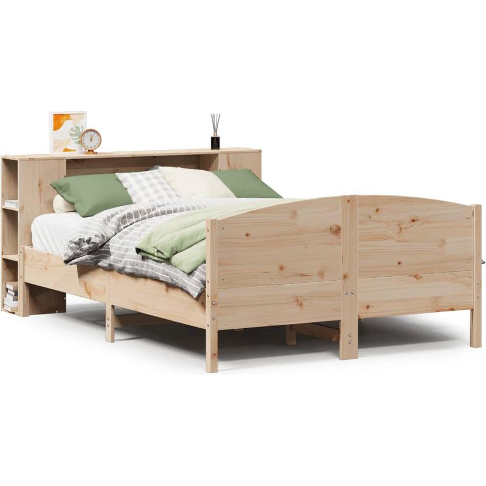VidaXL, Bett, Massivholzbett Holzbett Bett mit Regal ohne Matratze 140x190cm Kiefer (140 x 190 cm)