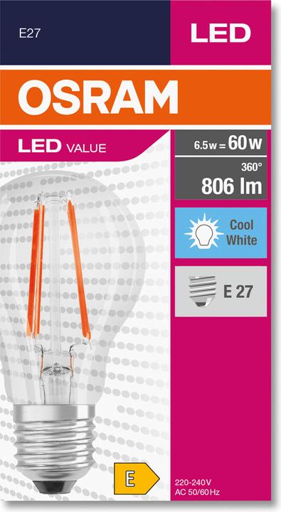Produktbild Osram Value Classic (E27, 6.50 W, 806 lm, 1 x, E)