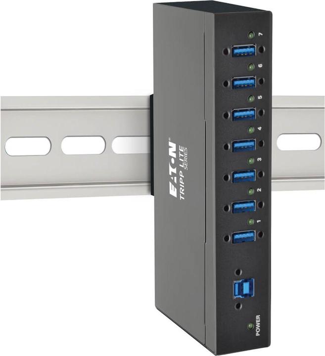 Produktbild Eaton 7-Port Industrial-Grade USB 3.0 SuperSpeed Hub 20kV ESD Immunity Metal Housing Mount (USB-C, 7 Ports)