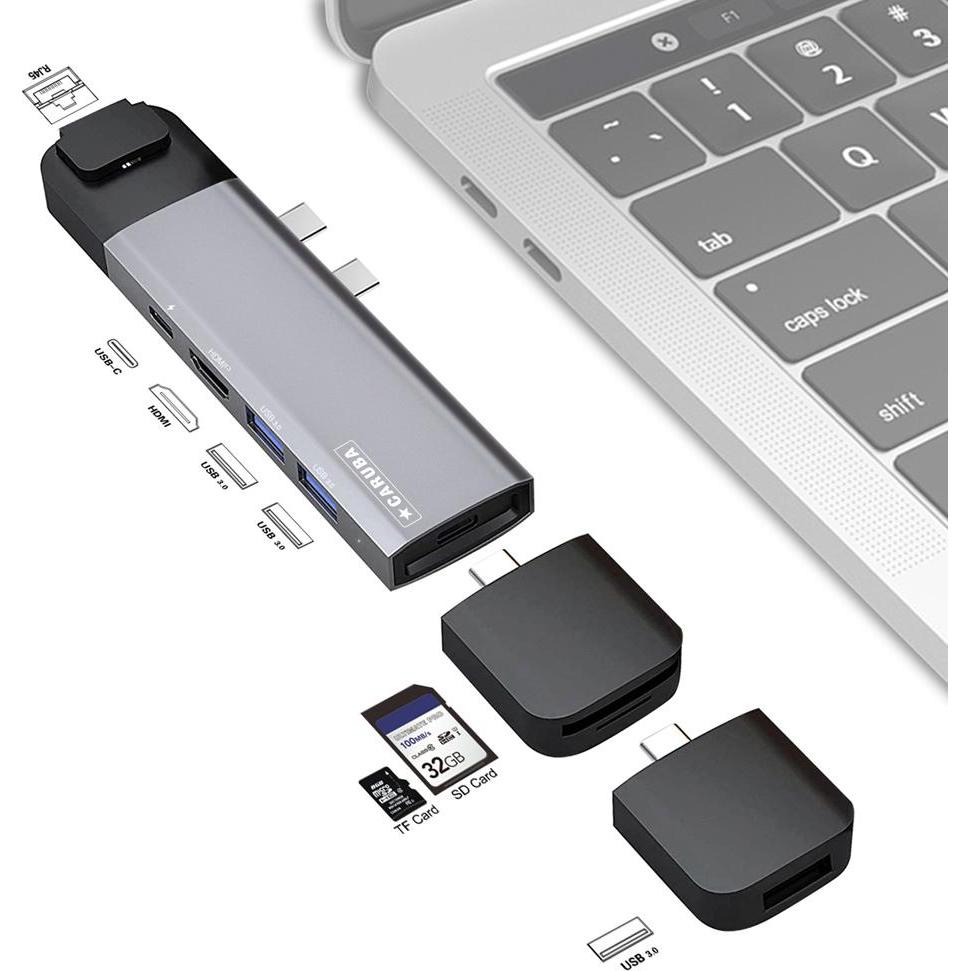 Thumbnail - Caruba multifunktionel 9 in 1 USB C Hub Space Grau (USB-C), Speicherkartenlesegerät, Grau