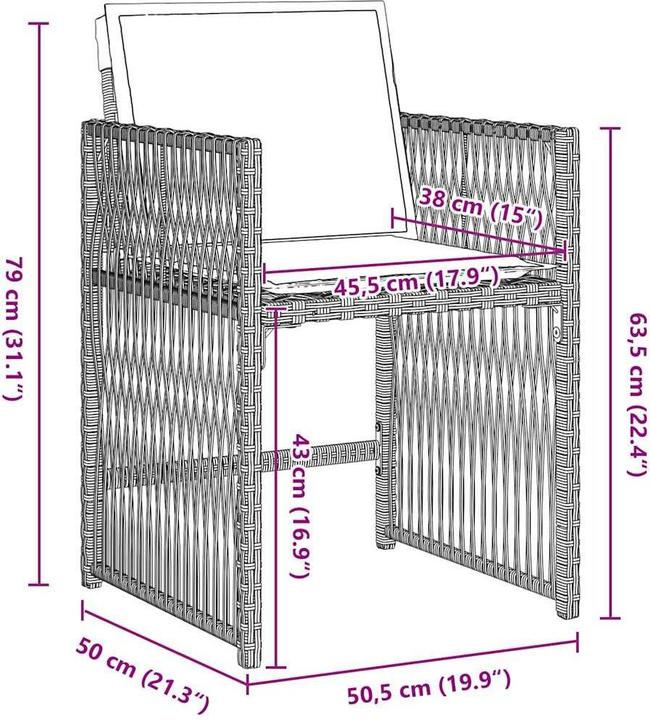Produktbild vidaXL Garten Essgruppe (80 x 80 x 73 cm)
