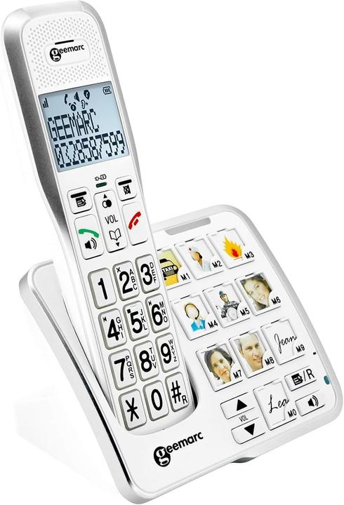 Actual product image Geemarc AMPLIDECT 595-2 PHOTO Cordless telephone for seniors Answering machine, photo buttons Illuminated